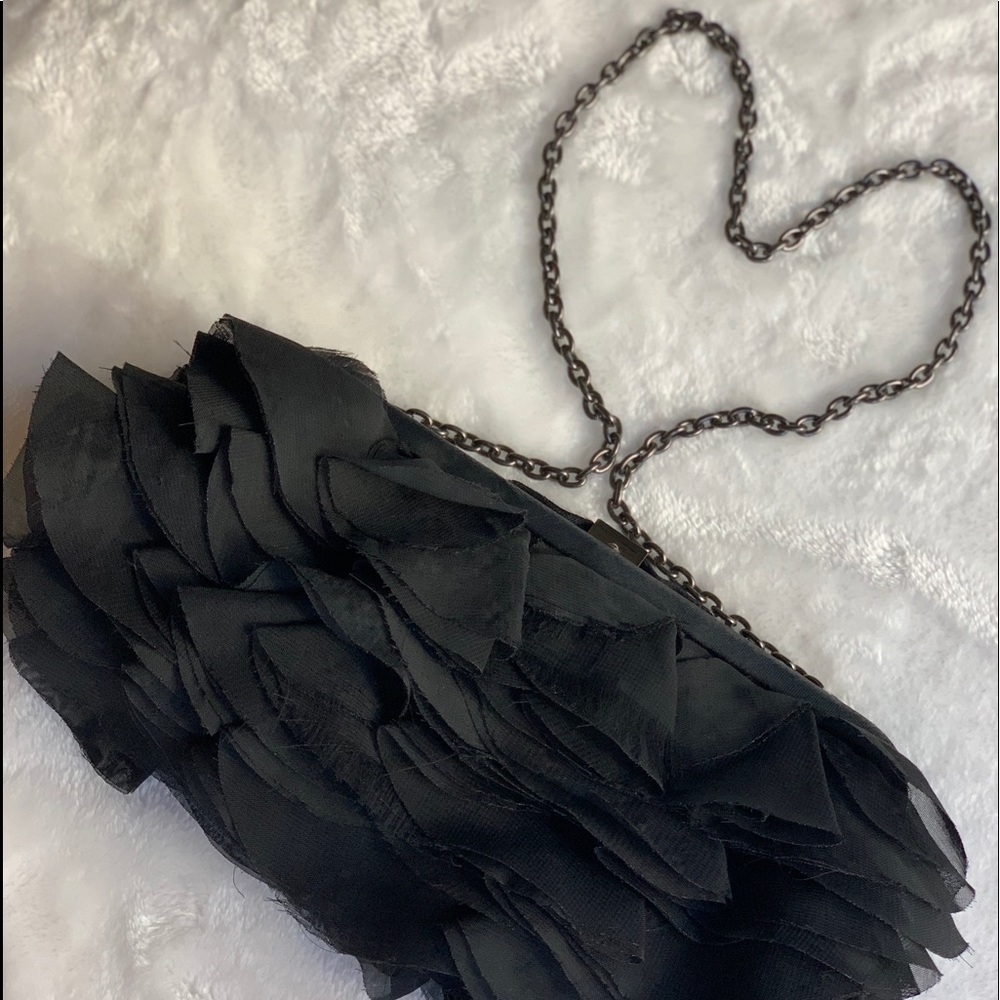 Black ruffled Clutch (White House Black market)